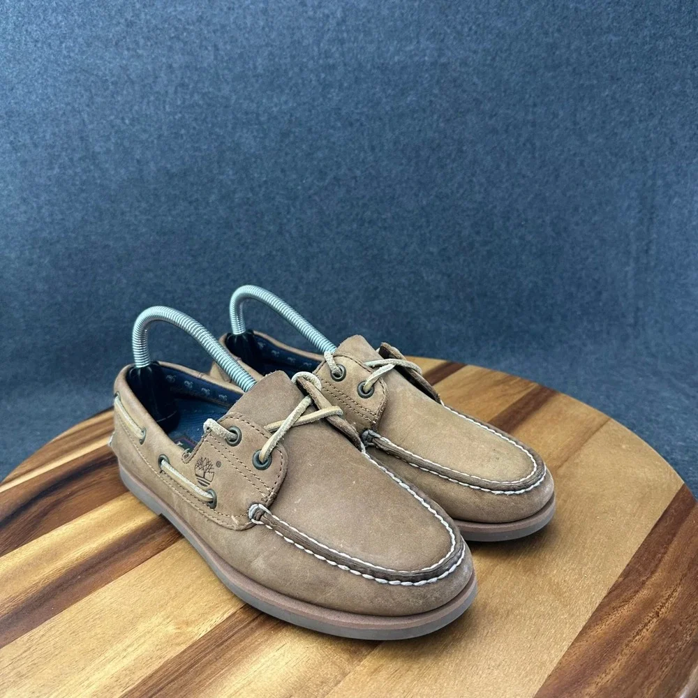 Timberland Boat Shoes Men's 7.5M Light Brown Genuine Leather Upper 71030 3444